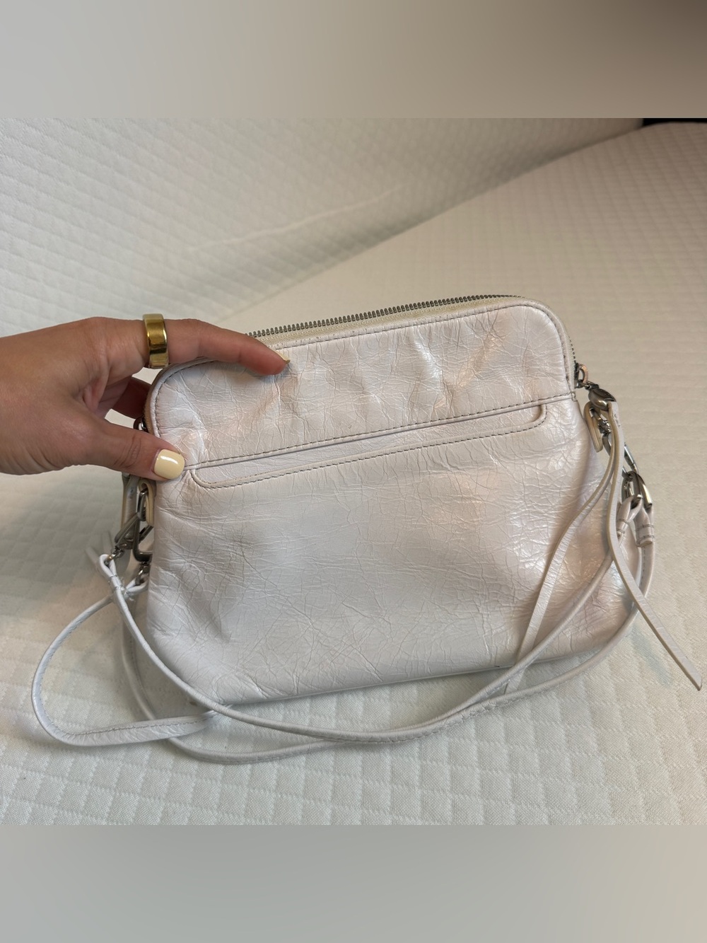 HOBO The Original White Leather Crossbody Or Shoulder Bag Minimalist Chic Boho - Picture 9 of 15